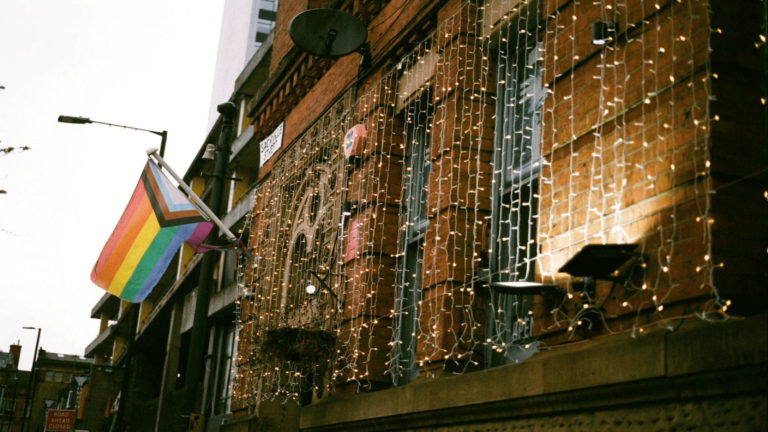 Manchester street decorated for Pride Parade