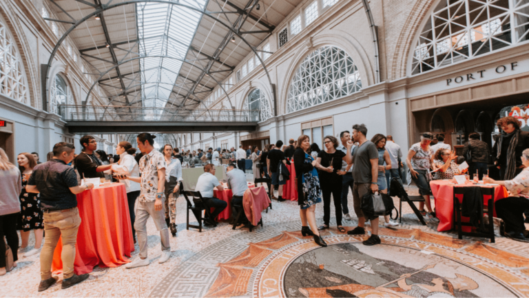 People attending a pop up market